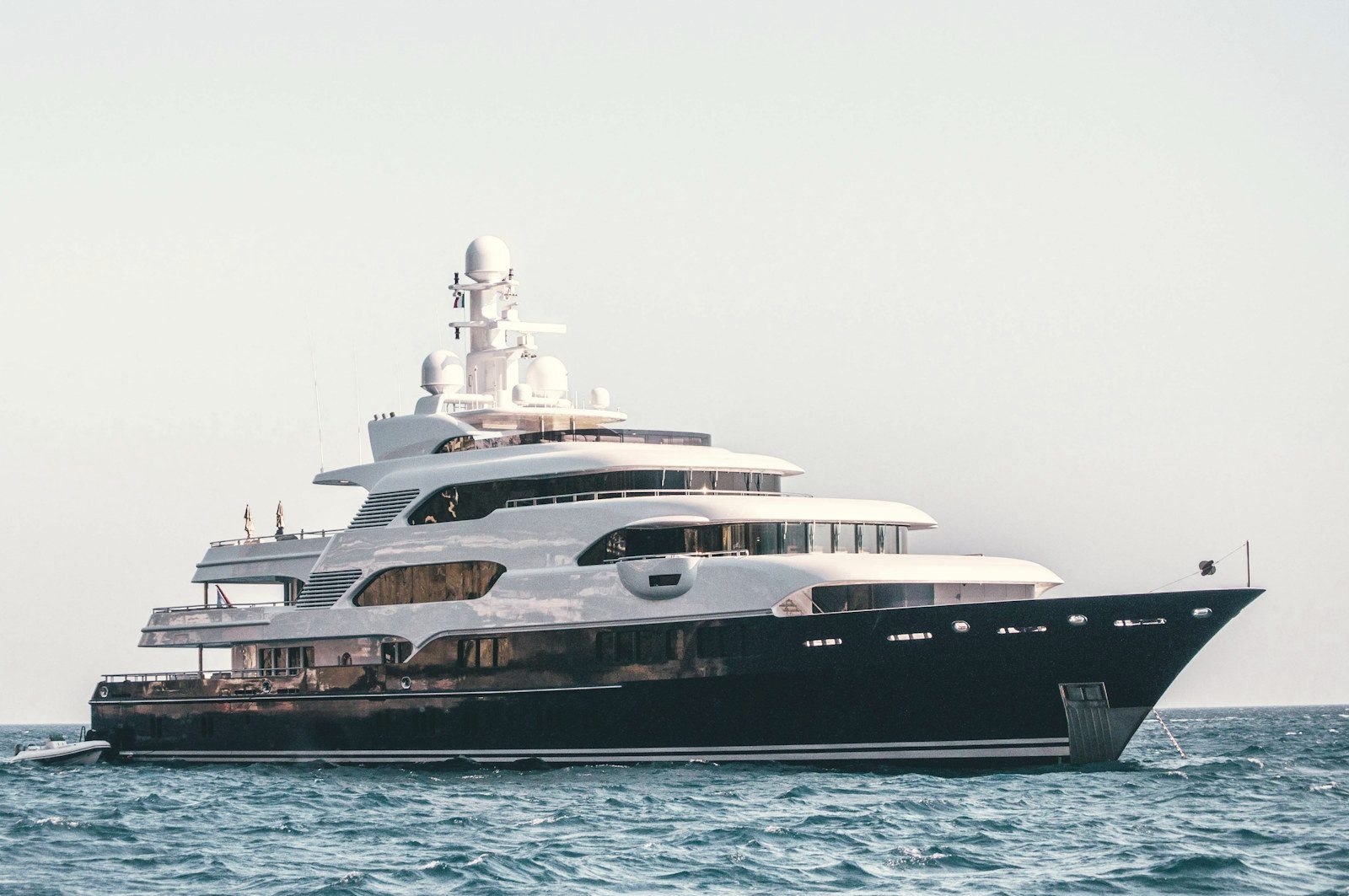 Sleek white ship at sea